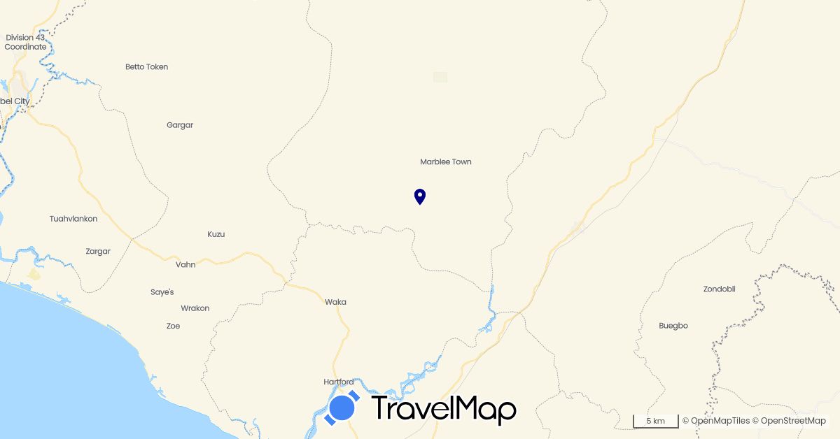 TravelMap itinerary: driving in Liberia (Africa)